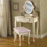 Powell Off-White Vanity and Bench Set