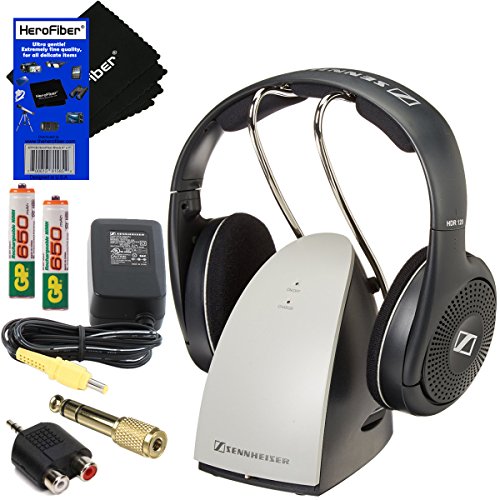 Sennheiser RS120 On-Ear Wireless RF Headphones with Charging Dock + 2 AAA Ni-MH Rechargeable Batteries + 1/4