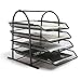 AJ 4-tier Steel Mesh Desk Tray Letter Tray Holder Paper Tray, Black (11.8