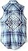 Beautees Girls' 2 Piece Front Tie Plaid Shirt with Screen Tank Top