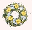 Yellow Gerbera Daisies and Blue Hydrangeas Decorative Wreath
