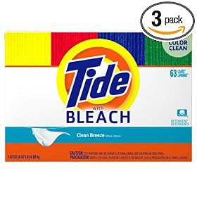 Tide Powder Detergent with Bleach, Clean Breeze Scent, Case Pack, 63-Load Boxes (Pack of 3)