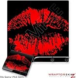 Sony PS3 Slim Skin - Big Kiss Lips Red on Black