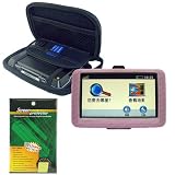Garmin GPS Bundle Pack Combo: Pink Silicone Skin, Black EVA hard shell case, and a Screen Protector / Guard with Lint Cleaning Cloth for use with Garmin Nuvi 200w 250w 255W 260W 265WT