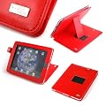 DURAGADGET Funda Rotativo De Cuero Rojo Para iPad 1 Con Soporte Y Protector De Pantalla