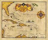 1655 Pirate Theme Caribbean Chart