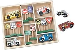 Melissa & Doug Deluxe Wooden Vehicles & Traffic Signs