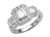 1.25 cttw Emerald Cut Diamonds Engagement Ring - 14kt White Gold LIFETIME WARRANTY