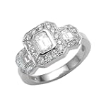 1.25 cttw Emerald Cut Diamonds Engagement Ring in 14k White Gold Size 7.5