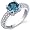 Stunning Seduction 1.50 Carats London Blue Topaz Ring in Sterling Silver Rhodium Finish Size 5