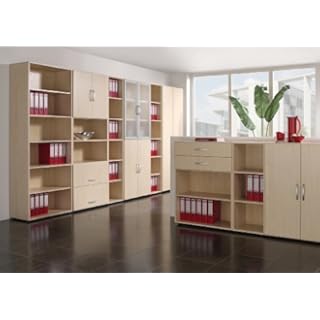 geramöbel Aktenschrank Mailand 2-türig 6 Ordnerhöhen (Ausführung: mit Schloss, Farbe: buchefarben)