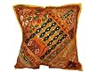 Beaded Zardozi Vintage Sari Decorative Orange Floor Pillow Cushion Covers