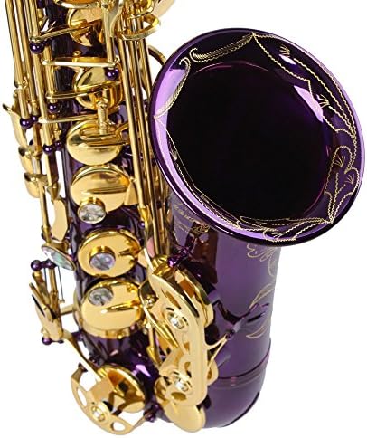 Glarry Classical Alto Eb Bent Pipe Saxophone Eb Flat Orchestral Instrument with Case Purple