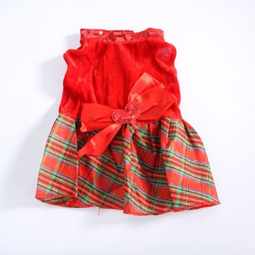 PanDaDa-Bowknot-Christmas-Pet-Costume-Plaid-Skirt-Dog-Clothes-Santa-Dog-Dre