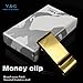 Y&G MC1042 In Bulking Presents Gold Mirror Stainless Steel Triple Folding Money Clip World Wide Presents Idea