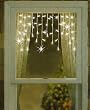 Set of 50 Twinkling & Shimmering Clear Window Curtain Icicle Lights - White Wire
