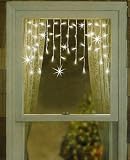 Set of 50 Twinkling & Shimmering Clear Window Curtain Icicle Lights - White Wire