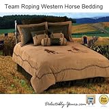 Team Roping Western Cowboy Bedding Twin Comforter Set & Pillows