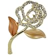 Rose Stem Crystal Diamante Brooch Pin - Gold Rose Stem Crystal Diamante Brooch Pin - Gold