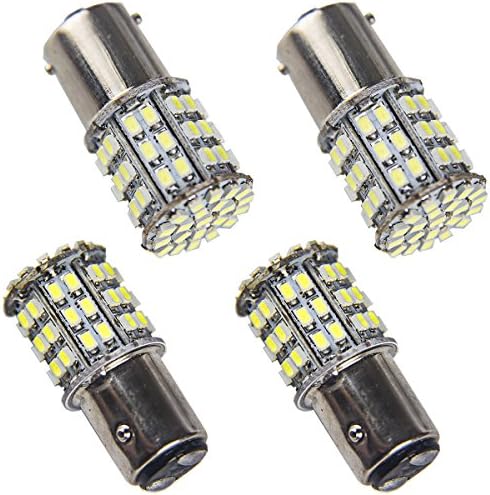 Groupbuy BAY15D 1157 Car Tail Stop Brake Light Super Bright 64 SMD LED Bulb 12V Color White Red Green For Choice (4-Pack, White)