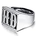 UNAPHYO Jewelry Men's Stainless Steel Letters HD Motor Biker Ring, Silver Size 12