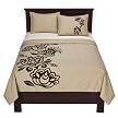 Home Taupe Floral Duvet Set Q - Queen