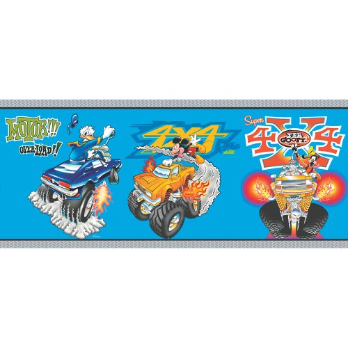 Imperial Disney Home DF059202B Mickey Monster Truck Border, Sky Blue, 10.25-Inch Wide Reviews