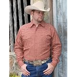 Burnt Red Country Western Plaid made from Cotton w snaps by AJ's Western Wear