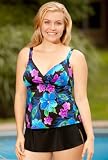 Longitude® Blue Dynasty Lingerie Slit Skirtini - Plus Size Swimwear