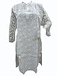White Floral Embroidered Long cotton Tunic Kurti