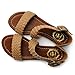 Ollio Women's Shoe Braided Side Buckle Accent Multi Color Flat Sandal