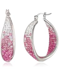 Carnevale Sterling Silver Faded with Swarovski Elements Wave Hoop Earrings