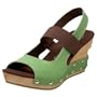 Dr. Scholl's Women's Diefy Open Toe Wedge,Green/Brown,6 M