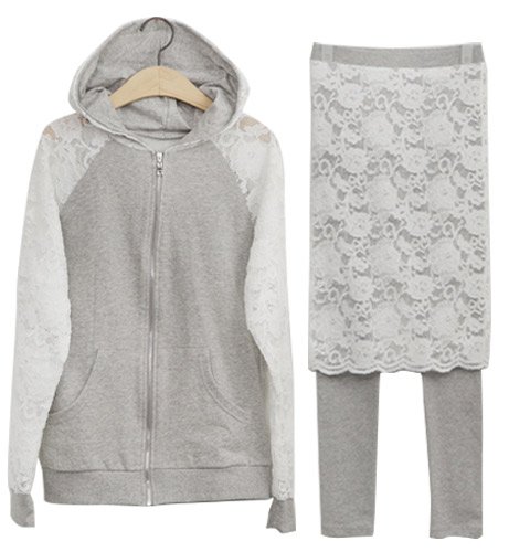 (イイネショップ) eeNeshop レース 切替 スウェット セットアップ