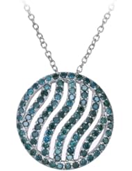 2.25 CT Blue Diamond Circle Pendant In Sterling Silver with 18" Chain