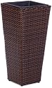 Gartenfreude 4000-1000-022 Pflanzgefäß Polyrattan 28 x 28 x 60 cm, für innen und außen, wasserdichter Kunststoffeinsatz, bicolour braun