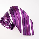Purple Stripes Woven Silk Tie Gift Box Set Dark Violet Discount Gifts T8113