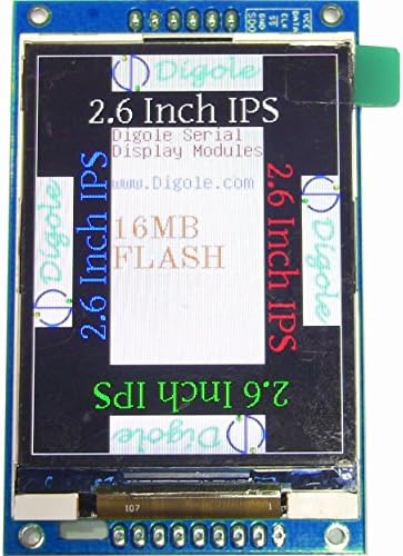 2.6" Serial:UART/I2C/SPI IPS Super TFT LCD 320x240 Display Module with 16MB Flash for Arduino Rasp PI and more