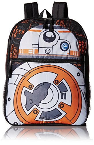 Star Wars Big Boys Disney BB-8 Sound and Lights Multi Compartment 16 Inch Backpack, Black, One Size