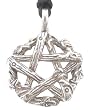 Wood Ivy Pentagram Star Pewter Pendant Necklace