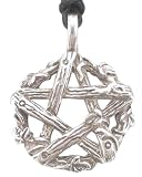 Wood Ivy Pentagram Star Pewter Pendant Necklace