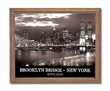 Brooklyn Bridge New York B/W Photo Landscape Home Decor Wall Picture Oak Framed Art Print