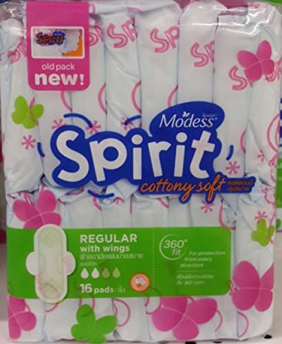 Modess Spirit Cottony Soft, Regular with Wings, Standard Pad 23 Cm. X 16 Pads