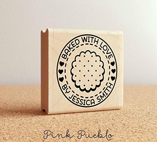 Personalized Baked with Love Rubber Stamp, Cookie Label Stamp For Baking and Cooking