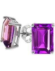 Tommaso Design (tm) Emerald Cut 8x6mm Genuine Amethyst Earrings