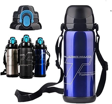Solefun Vacuum Insulated 27oz Travel Mug, Stainless Steel Water Bottle, Powder Coated Hot Cold Thermos, Sapphire