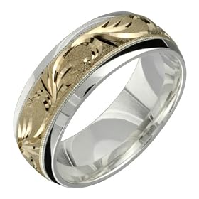 Florenza - Stunning Two Tone Comfort Fit Wedding Band for Him and Her! Custom... by Alain Raphael