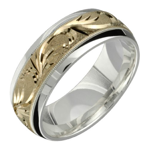 Florenza - Stunning Two Tone Comfort Fit Wedding Band for Him & Her! Custom Made! Choose your Size.