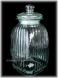 Ribbed Glass Biscotti Cookie Jar Canister / Domed Lid