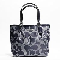 Coach Gallery Optic Metallic Signature North South Tote 19675 Navy Bluesilver